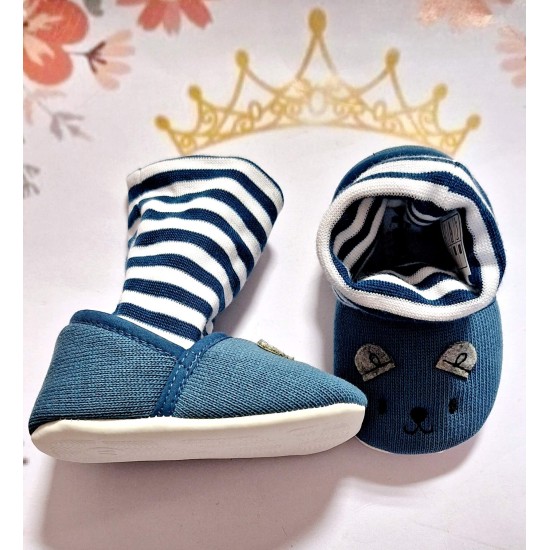 Бебешки памучни буйки чорап в синьо или бяло/червено