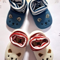 Бебешки памучни буйки чорап в синьо или бяло/червено