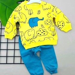 Бебешки комплект в жълто и зелено Слонче Бебешки комплект в жълто и зелено Слонче