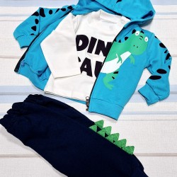 Бебешки спортен анцуг в синьо с динозавър