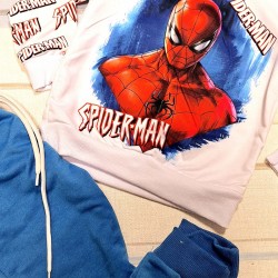 Детски комплект в бяло и синьо  Спайдърмен