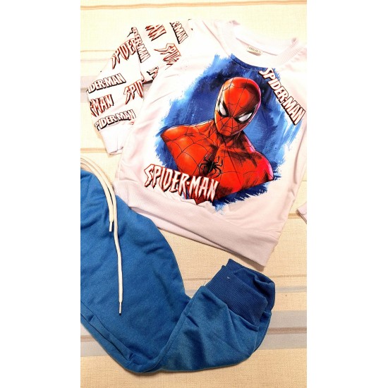 Детски комплект в бяло и синьо  Спайдърмен