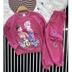 Детски комплект в цвят вишна с Елза и Ана