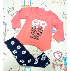 Детски комплект с блуза и клин в корал Цветенца Детски комплект с блуза и клин в корал Цветенца