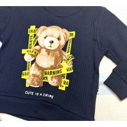 Бебешки комплект в тъмносиньо от 2 части с мече Бебешки комплект в тъмносиньо от 2 части с мече