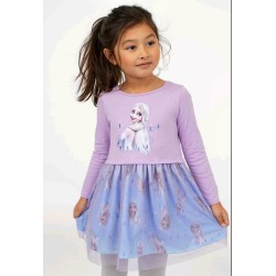 Детска рокля с тюл в лилаво с Елза от Замръзналото кралство