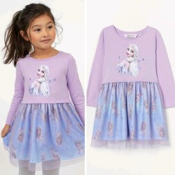 Детска рокля с тюл в лилаво с Елза от Замръзналото кралство Детска рокля с тюл в лилаво с Елза от Замръзналото кралство