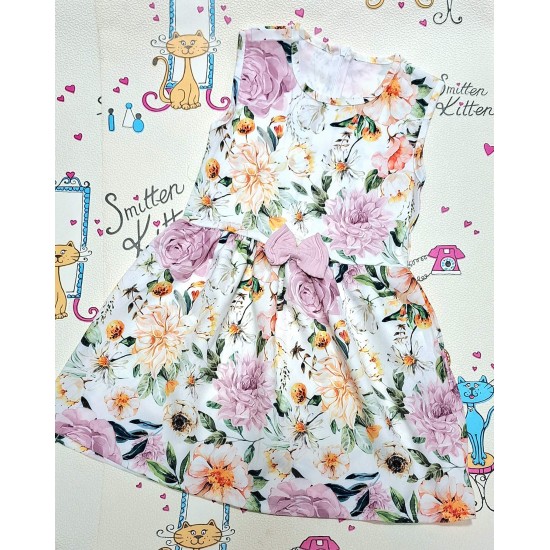 Детска рокля на красиви цветя с розово болеро