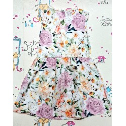 Детска рокля на красиви цветя с розово болеро Детска рокля на красиви цветя с розово болеро