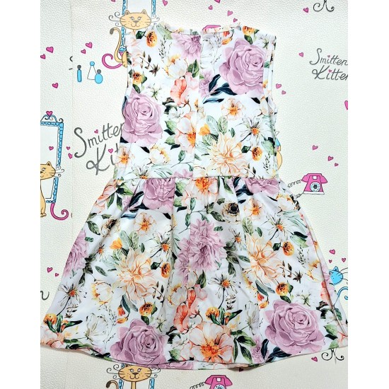 Детска рокля на красиви цветя с розово болеро