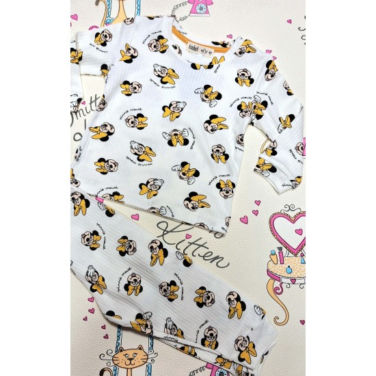 Детска памучна пижама в бяло с Мини МАУС Детска памучна пижама в бяло с Мини МАУС