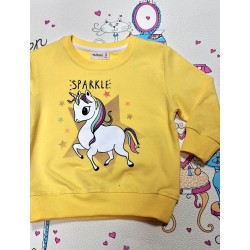 Детска памучна блуза в жълто с Еднорог