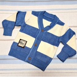 Бебешка жилетка в бяло и синьо райе