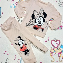 Бебешки комплект в бежово с Мини Маус