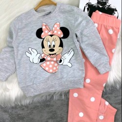 Детски комплект в сиво и розово на точки с Мини Маус Детски комплект в сиво и розово на точки с Мини Маус