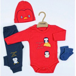 Бебешки комплект 4части в червено и синьо  Пингвинчета