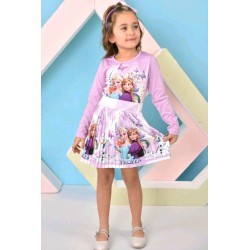 Детски комплект с пола,блуза и диадема в лилаво с Елза от Замръзналото кралство