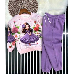 Детски луксозен ватиран комплект в лилаво ,,Принцесата с розите
