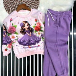 Детски луксозен ватиран комплект в лилаво ,,Принцесата с розите Детски луксозен ватиран комплект в лилаво ,,Принцесата с розите