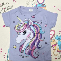 Детска лятна тениска в лилаво с Еднорог