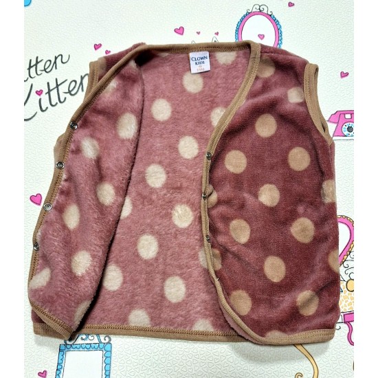 Детски мек елек в розово на точки