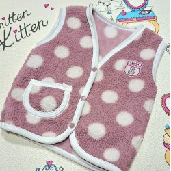 Бебешки пухкав елек в розово на бели точки