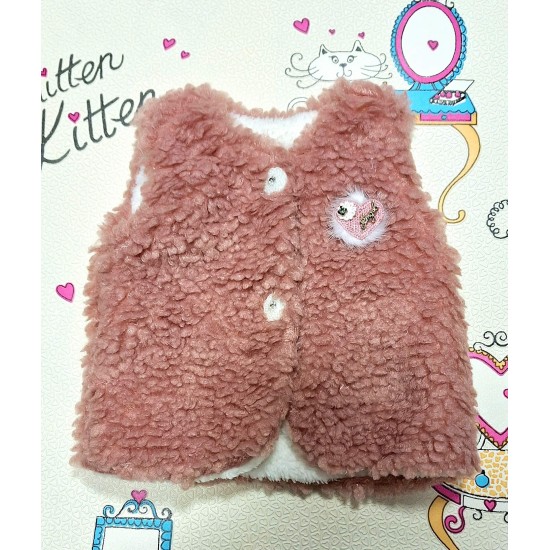 Бебешко много меко и пухкаво елече в тъмно розово