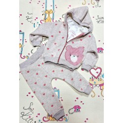 Ватиран детски комплект в бежово на сърчица  Веселото мече