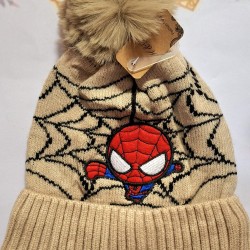 Детска плетена шапка в синьо или бежово  Спайдърмен