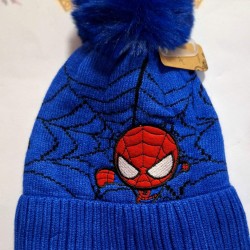 Детска плетена шапка в синьо или бежово Спайдърмен Детска плетена шапка в синьо или бежово Спайдърмен