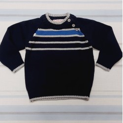 Детски памучен пуловер в тъмносиньо райе Детски памучен пуловер в тъмносиньо райе