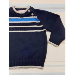 Детски памучен пуловер в тъмносиньо райе Детски памучен пуловер в тъмносиньо райе