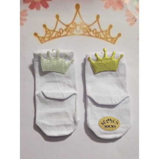 Бебешки чорапи в бяло или екрю Коронка Бебешки чорапи в бяло или екрю Коронка