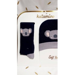 Бебешки комплект от шапка и чорапогащник в тъмносиньо Коала Бебешки комплект от шапка и чорапогащник в тъмносиньо Коала