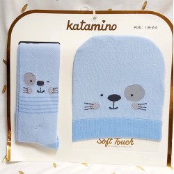 Бебешки комплект от шапка и чорапогащник в светло синьо Бебешки комплект от шапка и чорапогащник в светло синьо