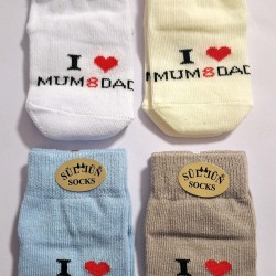 Бебешки памучни чорапи Обичам мама и татко 0м-9м