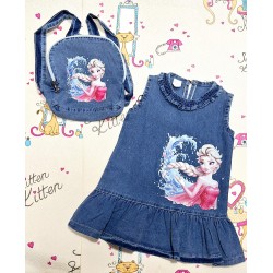 Детска дънкова рокля с раница ,,Елза от Замръзналото кралство Детска дънкова рокля с раница ,,Елза от Замръзналото кралство