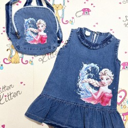 Детска дънкова рокля с раница ,,Елза от Замръзналото кралство Детска дънкова рокля с раница ,,Елза от Замръзналото кралство