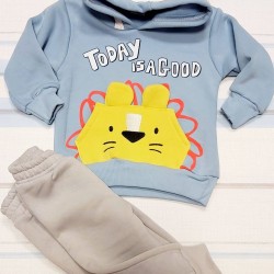 Бебешки ватиран комплект с качулка Лъвчо Бебешки ватиран комплект с качулка Лъвчо