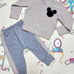 Бебешки комплект в бежово с нежна златиста нишка  Мини Маус