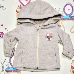 Бебешки суичър/палтенце в бежово с нежна златиста нишка