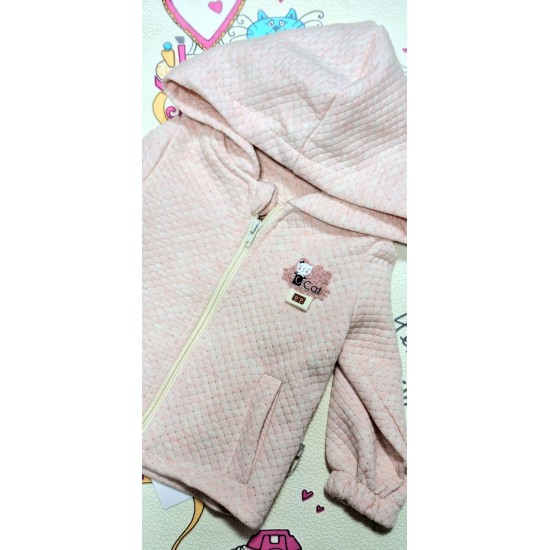 Бебешки суичър/палтенце в светло розово с лека златиста нишка