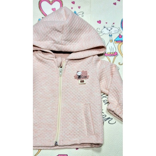 Бебешки суичър/палтенце в светло розово с лека златиста нишка