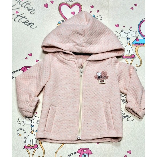 Бебешки суичър/палтенце в светло розово с лека златиста нишка