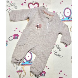 Красив бебешки гащеризон в бежово с лека златиста нишка