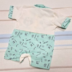 Бебешки летен ромпър/гащеризон в зелено и бяло Врабчета