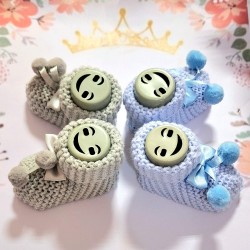 Бебешки плетени терлички с панделка 0м-6м