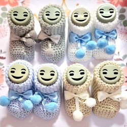 Бебешки плетени терлички с панделка 0м-6м