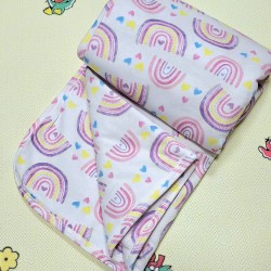 Ватирана бебешка пелена/одеяло в бяло и розово Дъга Ватирана бебешка пелена/одеяло в бяло и розово Дъга