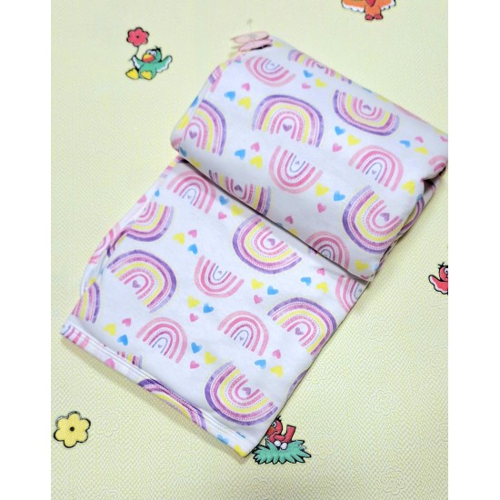 Ватирана бебешка пелена/одеяло в бяло и розово Дъга Ватирана бебешка пелена/одеяло в бяло и розово Дъга